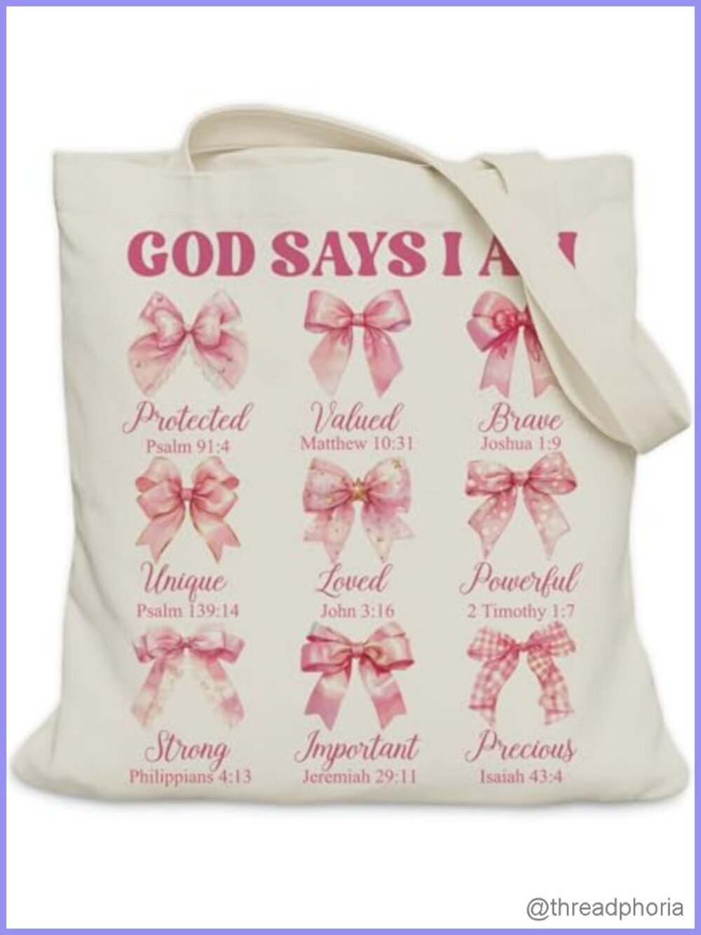 Canvas Tote Bag Christian Church Bible Study Shoulder Bag Inner Pocket